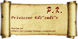 Priviczer Kázmér névjegykártya